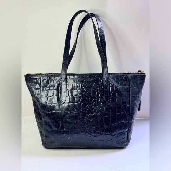 Fossil Sydney Croc Embossed Leather Shopper Tote Bag - Picture 3 of 15